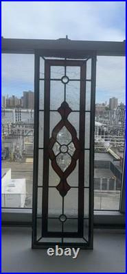 11.5 x 37 Handcrafted Vintage Leaded Stained Glass Window Panel READ 11.5 x 37 Handcrafted Vintage Leaded Stained Glass Window Panel READ