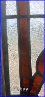 11.5 x 37 Handcrafted Vintage Leaded Stained Glass Window Panel READ 11.5 x 37 Handcrafted Vintage Leaded Stained Glass Window Panel READ