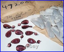 125 1980's Czech. Cut Lead Glass Prisms, Chandelier Crystals, Lusters. Amethyst