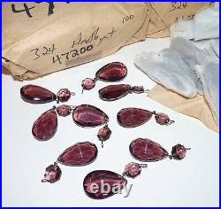 125 1980's Czech. Cut Lead Glass Prisms, Chandelier Crystals, Lusters. Amethyst