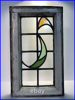 12 X 20 Antique GEOMETRIC House SALVAGE Old EDWARDIAN Era STAINED GLASS WINDOW
