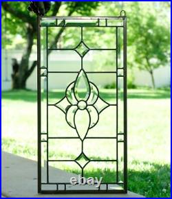 12 x 24 Stunning Handcrafted stained glass Clear Beveled window panel 12 x 24 Stunning Handcrafted stained glass Clear Beveled window panel