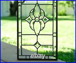 12 x 24 Stunning Handcrafted stained glass Clear Beveled window panel 12 x 24 Stunning Handcrafted stained glass Clear Beveled window panel