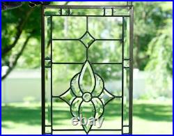 12 x 24 Stunning Handcrafted stained glass Clear Beveled window panel 12 x 24 Stunning Handcrafted stained glass Clear Beveled window panel