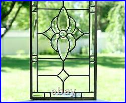 12 x 24 Stunning Handcrafted stained glass Clear Beveled window panel 12 x 24 Stunning Handcrafted stained glass Clear Beveled window panel