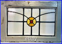 14 X 20 Antique EDWARDIAN House SALVAGE Old FLOWER Leaded STAINED GLASS WINDOW