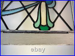 16 X 18 Antique QUEEN ANNE Home SALVAGE Old RIBBON Leaded STAINED GLASS WINDOW