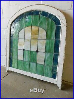 1800's Leaded STAINED GLASS Church Window VICTORIAN Style Arch Top ORNATE