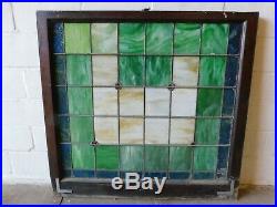 1800's Leaded STAINED GLASS Church Window VICTORIAN Style Wood Frame ORNATE