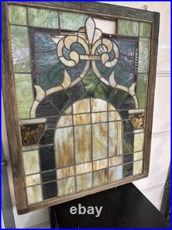 1900S Antique Stained Glass Window 34x 41 has a little damage