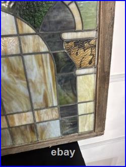 1900S Antique Stained Glass Window 34x 41 has a little damage