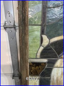 1900S Antique Stained Glass Window 34x 41 has a little damage