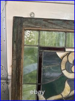 1900S Antique Stained Glass Window 34x 41 has a little damage