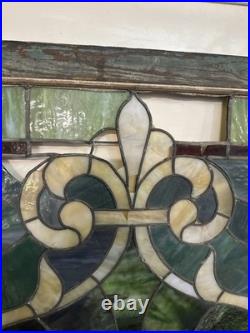 1900S Antique Stained Glass Window 34x 41 has a little damage