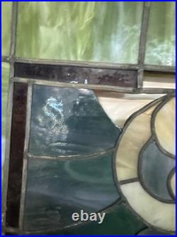1900S Antique Stained Glass Window 34x 41 has a little damage