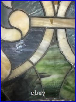 1900S Antique Stained Glass Window 34x 41 has a little damage