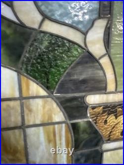 1900S Antique Stained Glass Window 34x 41 has a little damage