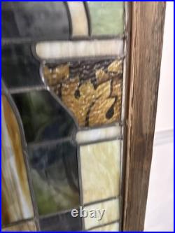 1900S Antique Stained Glass Window 34x 41 has a little damage