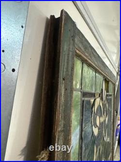 1900S Antique Stained Glass Window 34x 41 has a little damage