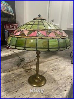 1910 Duffner Kimberly Leaded Glass Lamp withSignedBase, Handel Tiffany Studios Era