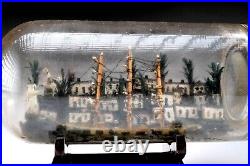 1920's Antique/Vintage Caribbean Port Diorama Ship in a Lead Glass Bottle