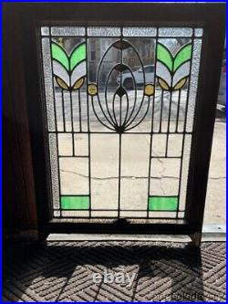 1920's Chicago Bungalow Stained Leaded Glass Window 32 x 24
