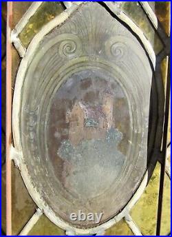 19th Century Architectural Salvage Stained Glass Window Kiln Fired Hand Painted