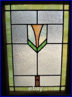 1 Antique 1920's Chicago Bungalow Stained Leaded Glass Window 25 x 18