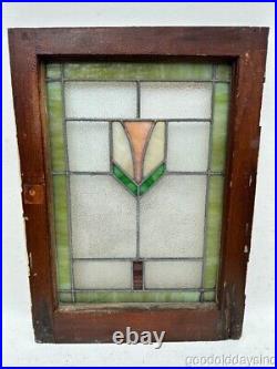 1 Antique 1920's Chicago Bungalow Stained Leaded Glass Window 25 x 18