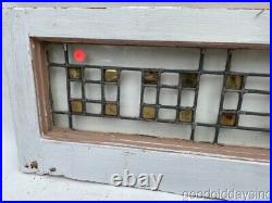 1 Antique Leaded Glass Gold Mirrored Stained Glass Transom Window 33 x 12