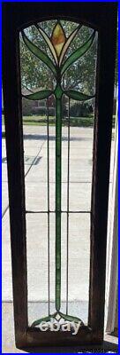 1 Antique Stained Leaded Glass Cabinet Door / Window Circa 1900
