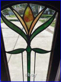 1 Antique Stained Leaded Glass Cabinet Door / Window Circa 1900