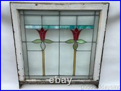 1 Antique Stained Leaded Glass Windows 32 by 30 Circa 1915