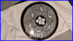1. Of a kind Handcrafted Clear, Blk, Stain Glass Round Bevel Window Panel 21 Di