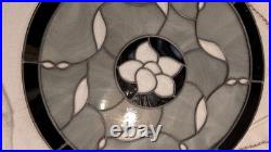 1. Of a kind Handcrafted Clear, Blk, Stain Glass Round Bevel Window Panel 21 Di