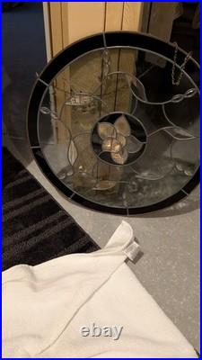 1. Of a kind Handcrafted Clear, Blk, Stain Glass Round Bevel Window Panel 21 Di