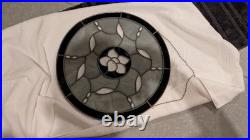 1. Of a kind Handcrafted Clear, Blk, Stain Glass Round Bevel Window Panel 21 Di
