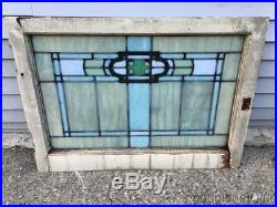 1 of 12 Antique Arts & Crafts Stained Leaded Glass Transom Window 32 by 23