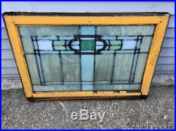 1 of 12 Antique Arts & Crafts Stained Leaded Glass Transom Window 32 by 23