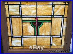 1 of 2 Antique 1920s Chicago Stained Leaded Glass Window 28 by 25