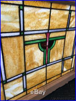 1 of 2 Antique 1920s Chicago Stained Leaded Glass Window 28 by 25