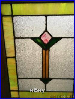 1 of 2 Antique 1920s Leaded Stained Glass Window Privacy Glass Chicago 32 x 25