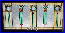 1 of 2 Antique Arts & Crafts Stained Leaded Glass Transom Window Circa 1915