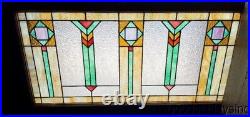 1 of 2 Antique Arts & Crafts Stained Leaded Glass Transom Window Circa 1915