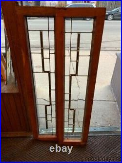 1 of 2 Antique Leaded Glass Transom Window 50 by 12