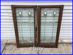1 of 2 Antique Stained Leaded Glass Window 41 by 20 Circa 1920