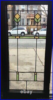 1 of 2 Antique Stained Leaded Glass Window 41 by 20 Circa 1920
