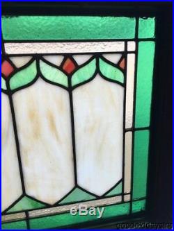 1 of 2 Stained Leaded Glass Transom Window 23 wide by 20 tall