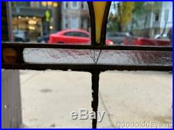 1 of 3 Antique 1920s Chicago Bungalow Stained Leaded Glass Cabinet Door / Window
