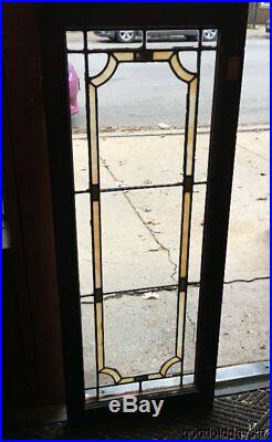 1 of 3 Antique Stained Leaded Glass Transom Window / Cabinet Door 45 x 18